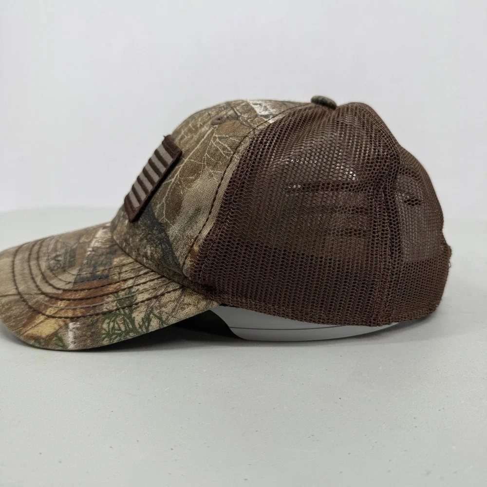 Outdoor Cap Trucker Hat Mens OSFM Camo American‎ Flag Patch Mesh Back Realtree